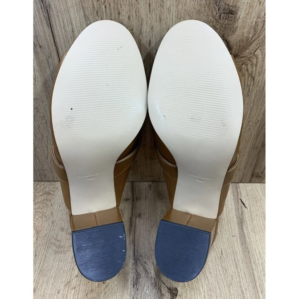 Nine West Womens Gerri Block Heel Slip On Open Toe Shoes Zipper Accent  Sz 9.5 M - Picture 12 of 16
